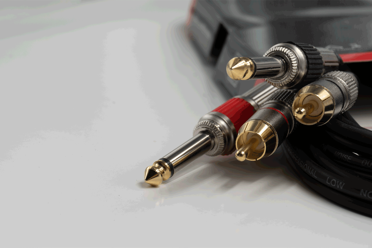Event Audio 2J2RCA1.5 - 1.5m 2x Jack Male to 2x RCA Male Signal Lead - Red and Black Ring connectors
