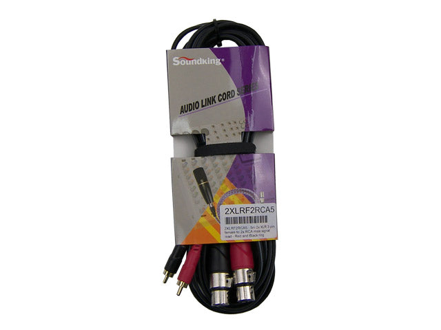 2XLRF2RCA5 - 5m 2x XLR 3 pin female to 2x RCA male signal lead
