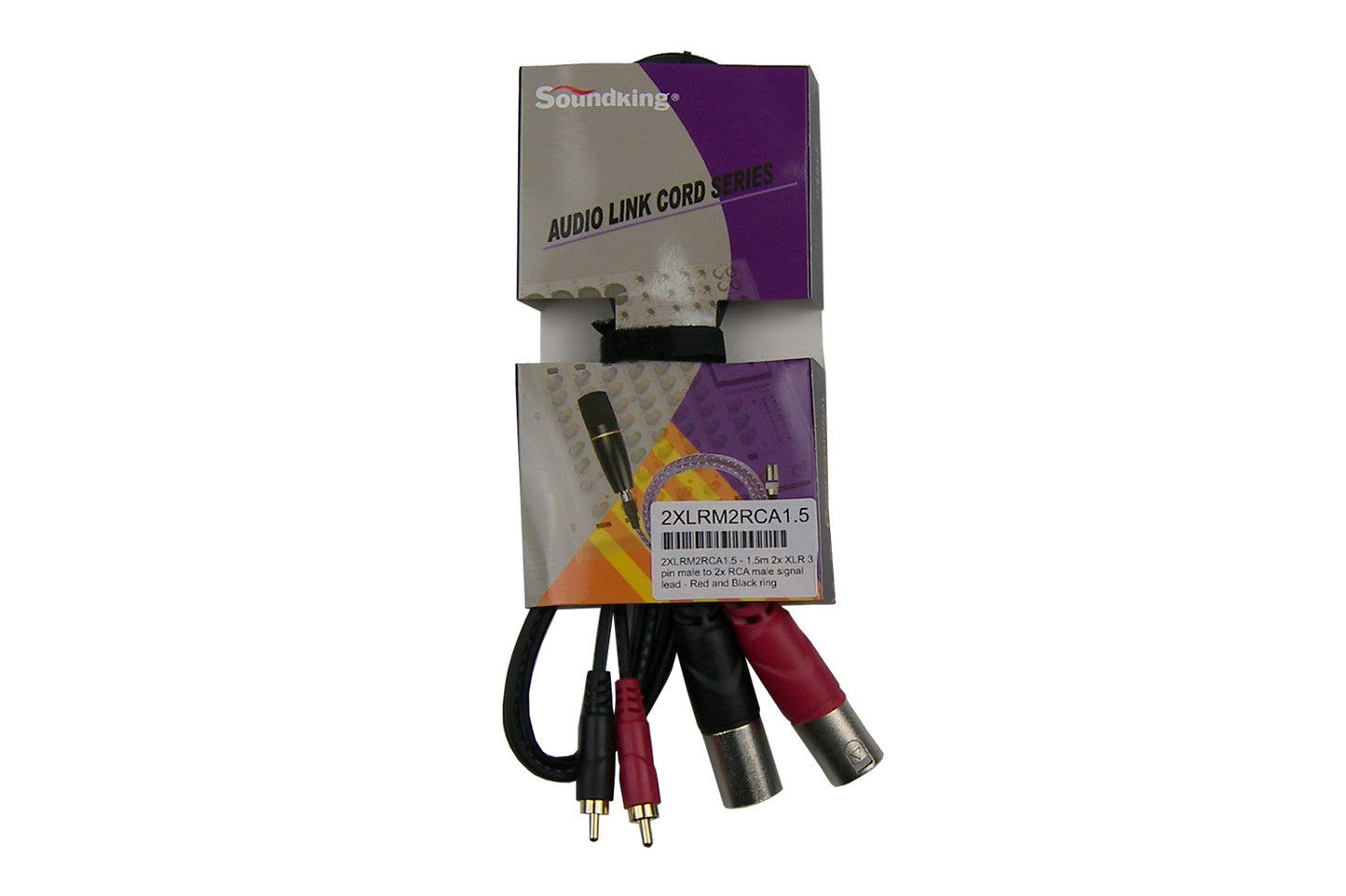 2XLRM2RCA1.5 - 1.5m 2x XLR 3 pin male to 2x RCA male signal lead
