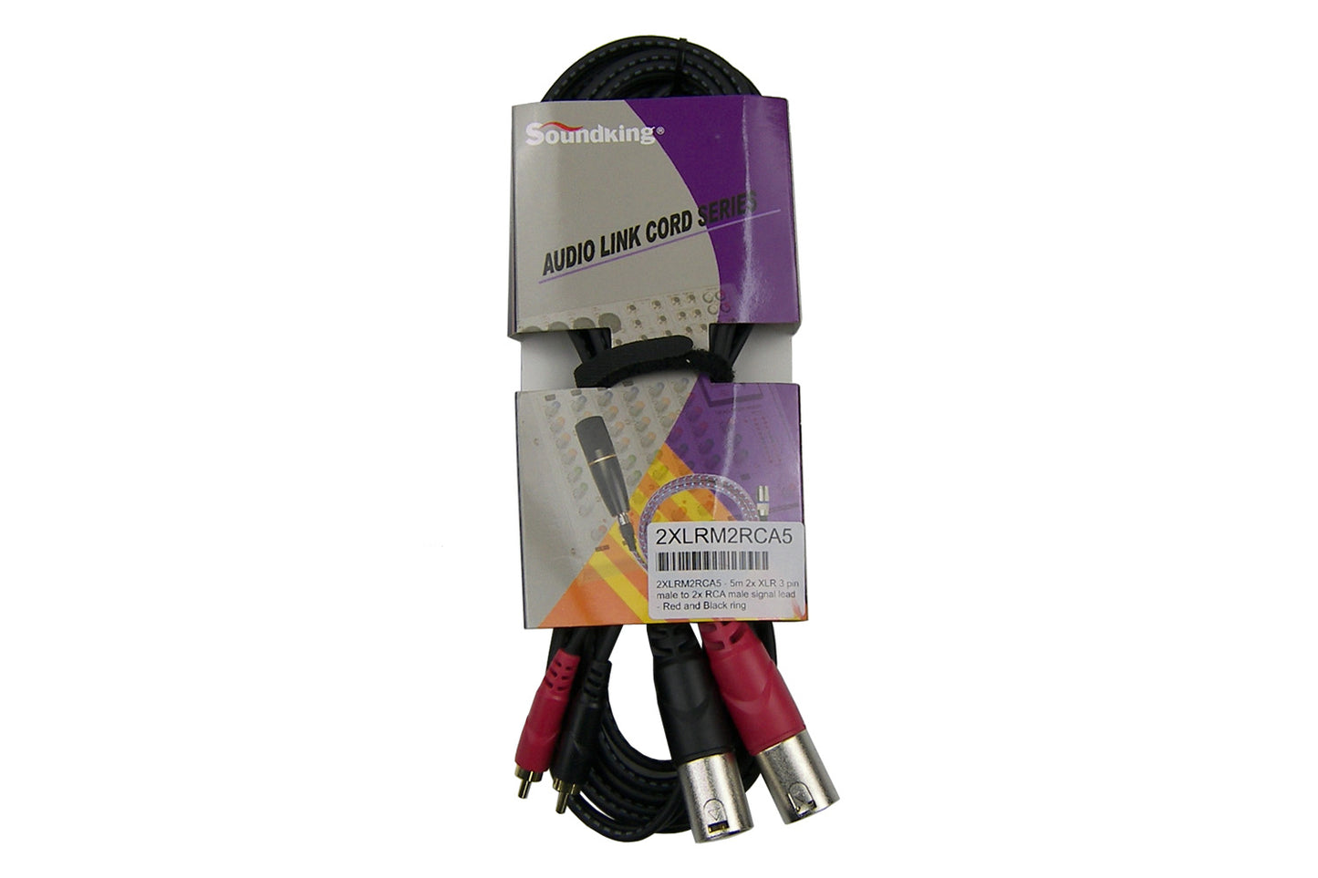 2XLRM2RCA5 - 5m 2x XLR 3 pin male to 2x RCA male signal lead