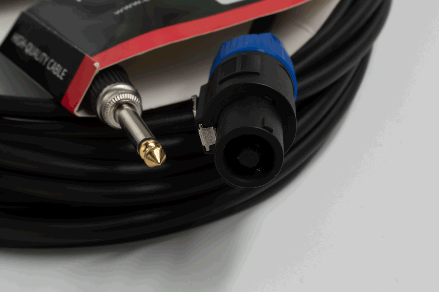 Event Audio SPKJ5 - 5m Speakon 4 Pin Male to Jack Male Speaker Lead - 1.5mm - Black Ring connectors