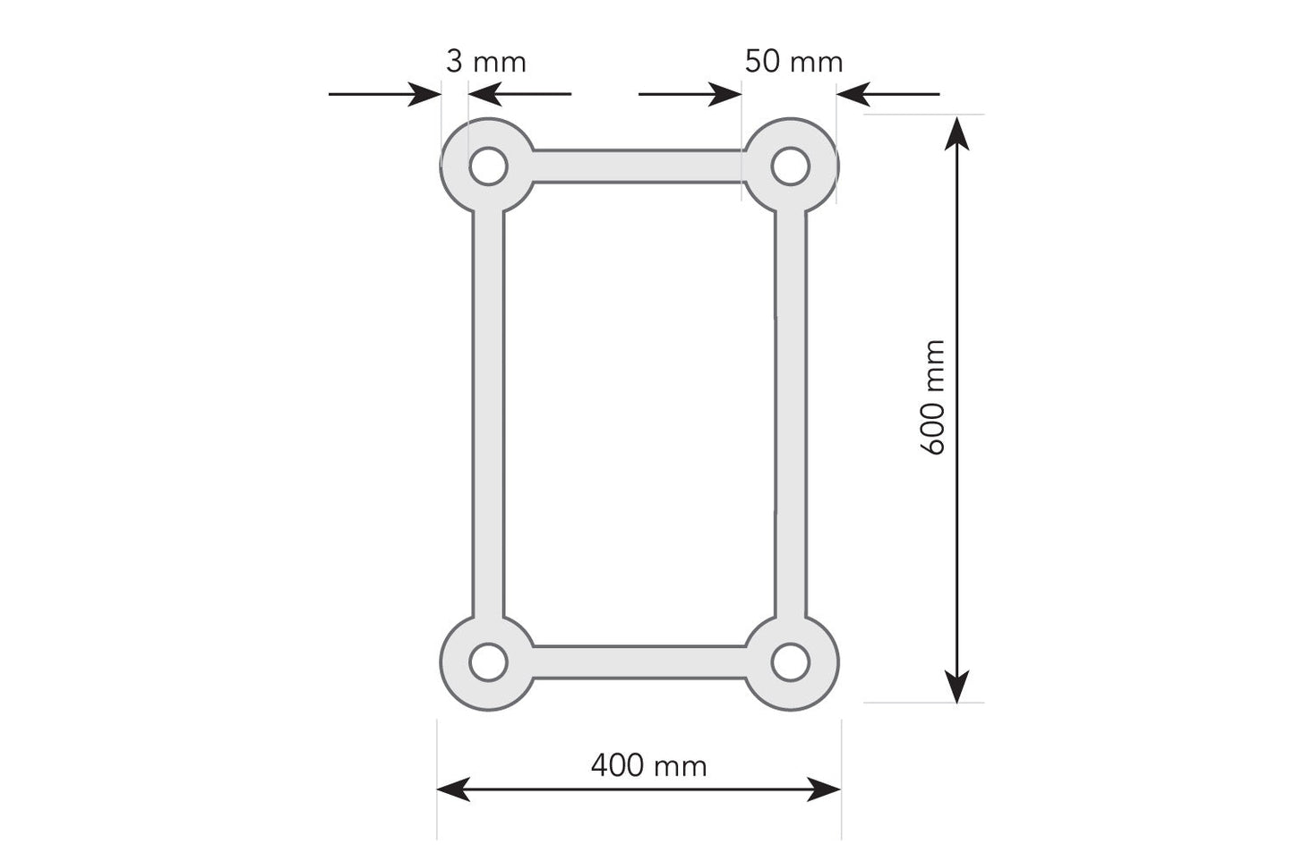 T46BLBK - 400x600mm Spigot Rectangular Truss - Black
