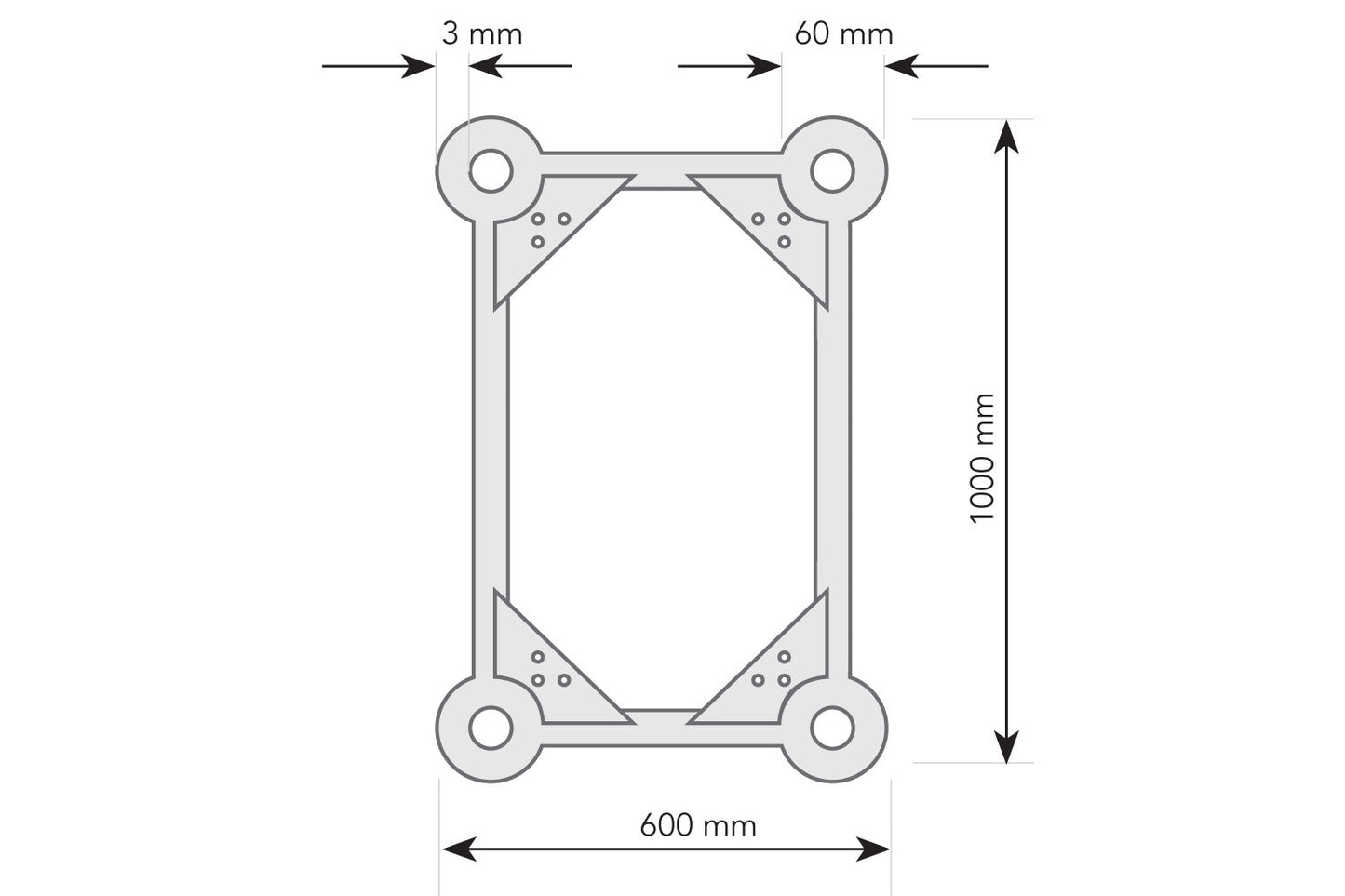 T610BB - 600x1000mm Bolt Rectangular Truss - Silver