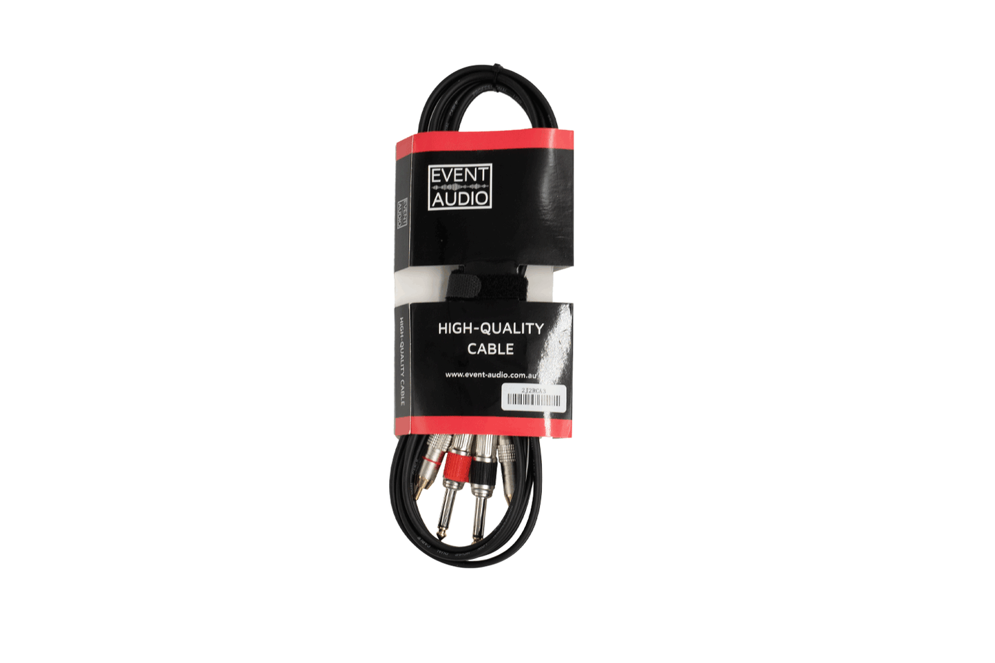 Event Audio 2J2RCA3 - 3m 2x Jack Male to 2x RCA Male Signal Lead - Red and Black Ring packaged product 