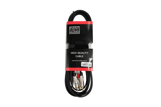 Event Audio 2J2RCA5 - 5m 2x Jack Male to 2x RCA Male Signal Lead - Red and Black Ring packaged product 