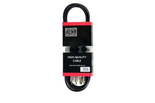 2RCA2RCA3EL - 3m 2x RCA Male to Male Signal Lead - Red and Black Ring