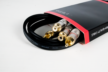 2RCA2RCA3EL - 3m 2x RCA Male to Male Signal Lead - Red and Black Ring