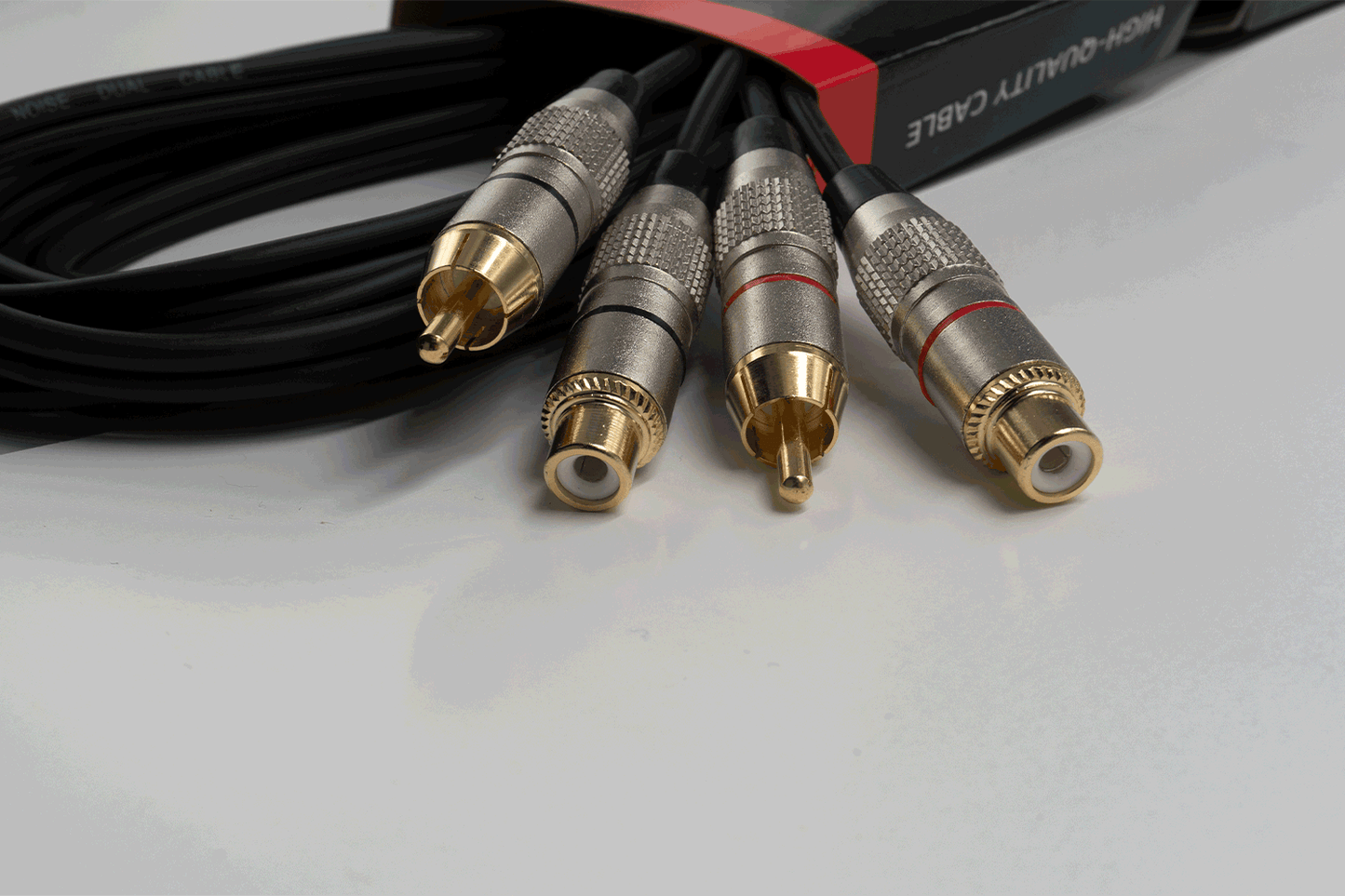 2RCA2RCAF1.5EL - 1.5m 2x RCA Male to Female Signal Lead - Red and Black Ring