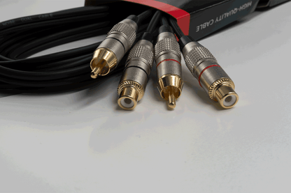 2RCA2RCAF1.5EL - 1.5m 2x RCA Male to Female Signal Lead - Red and Black Ring