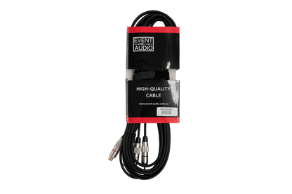 2RCA2RCAF5EL - 5m 2x RCA Male to Female Signal Lead - Red and Black Ring