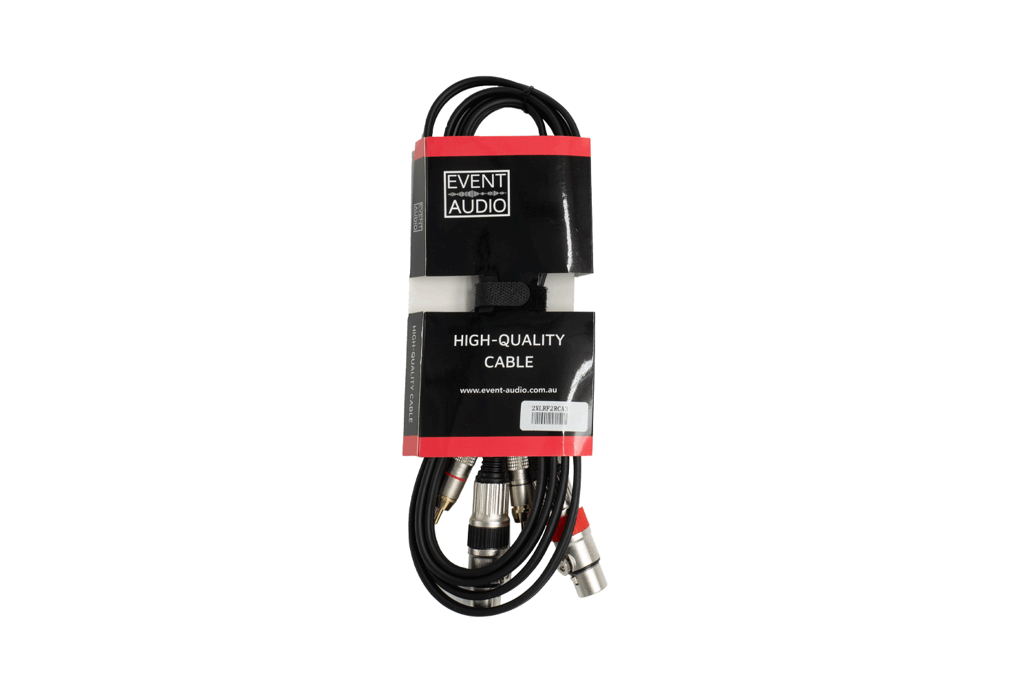 Event Audio 2XLRF2RCA3 - 3m 2x XLR 3 Pin Female to 2x RCA Male Signal Lead - Red and Black Ring packaged product 