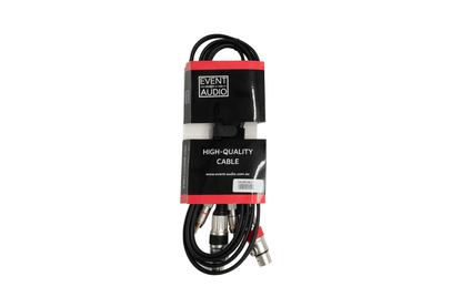 Event Audio 2XLRF2RCA3 - 3m 2x XLR 3 Pin Female to 2x RCA Male Signal Lead - Red and Black Ring packaged product 