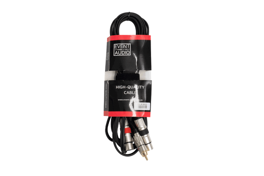 Event Audio 2XLRF2RCA5 - 5m 2x XLR 3 Pin Female to 2x RCA Male Signal Lead - Red and Black Ring packaged product