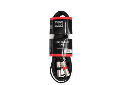 Event Audio 2XLRM2RCA5 - 5m 2x XLR 3 Pin Male to 2x RCA Male Signal Lead - Red and Black Ring packaged product 