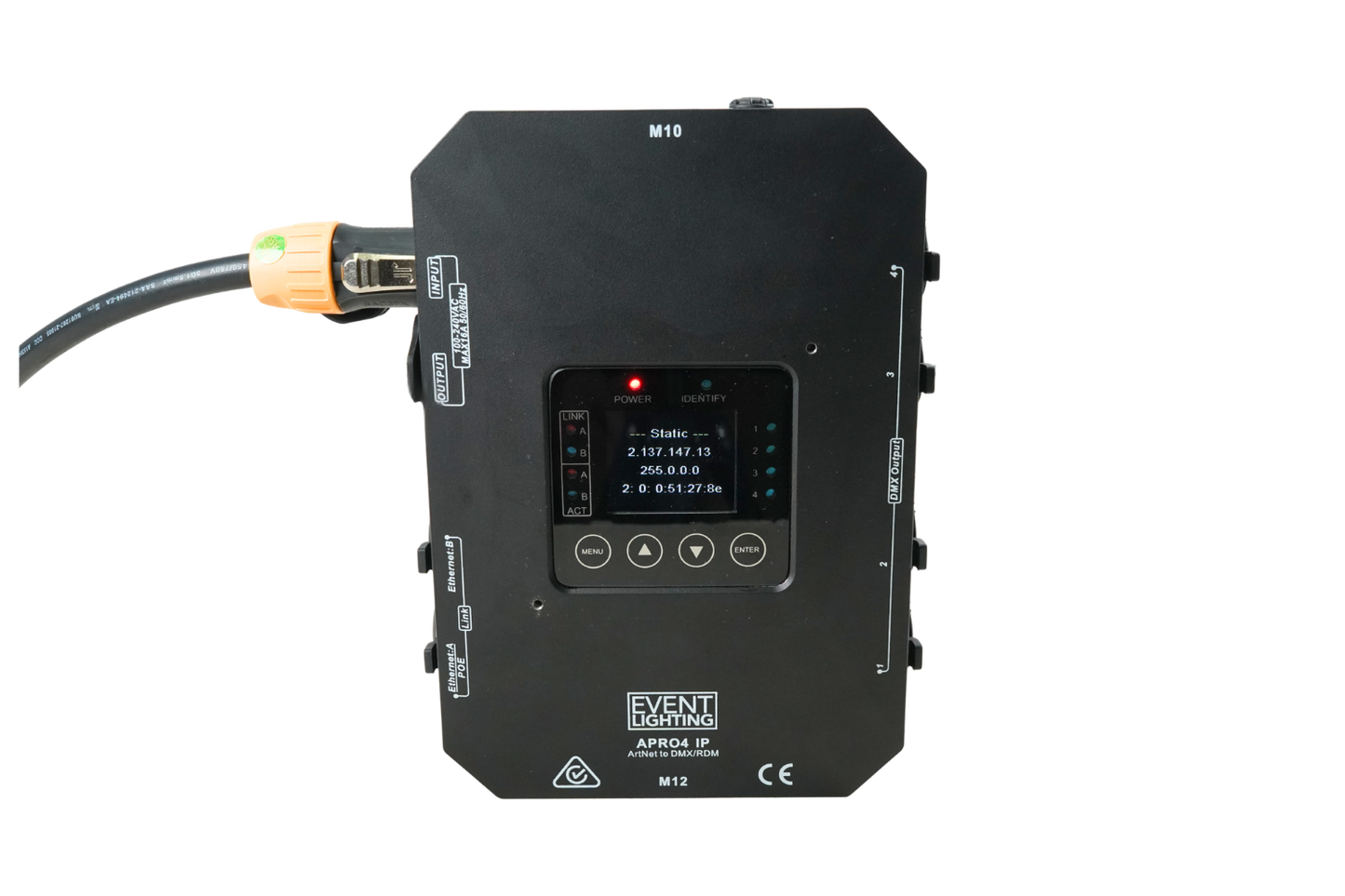 APRO4-IP - IP65 ArtNet Node with 4 XLR Connections