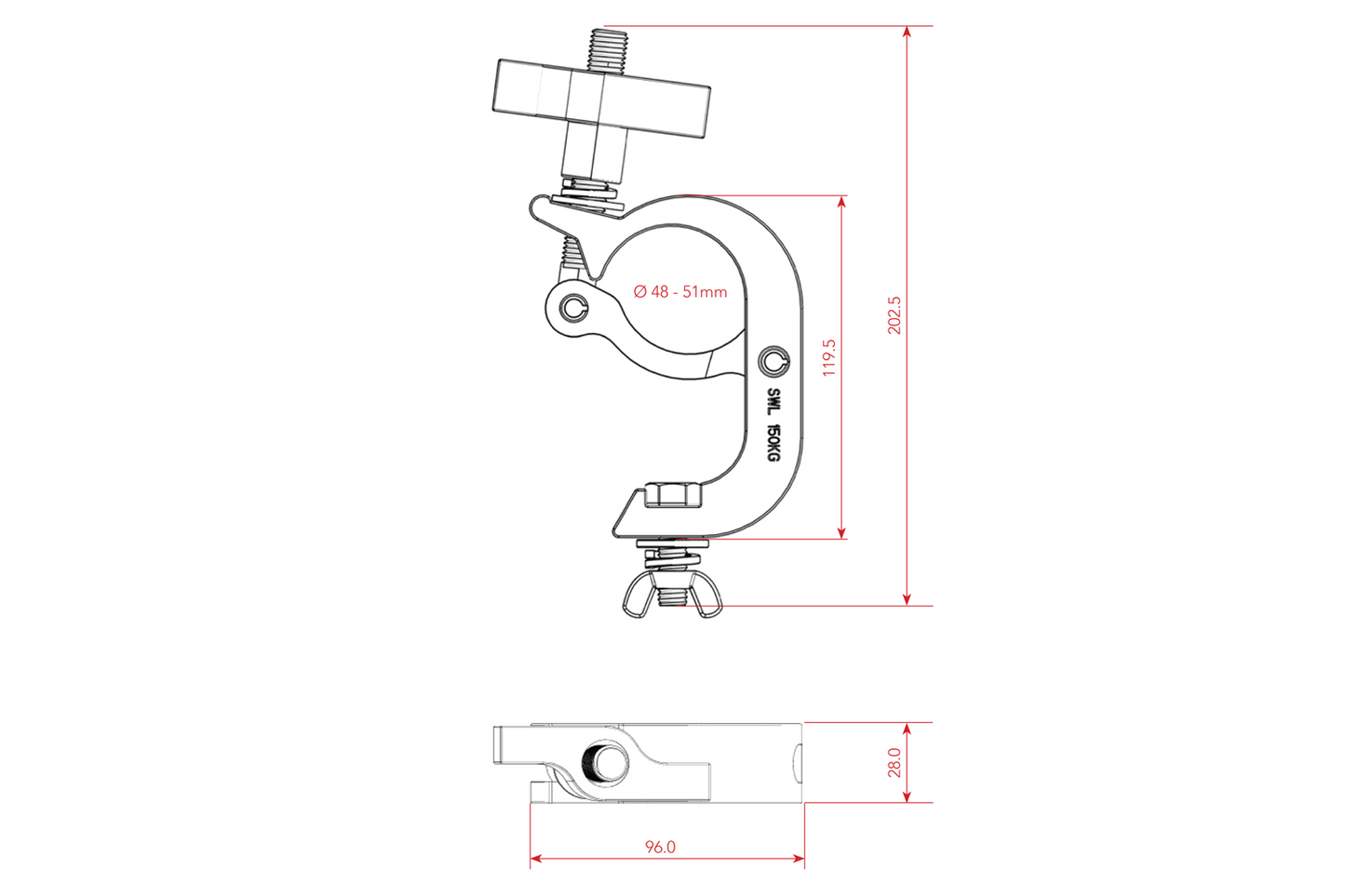 CLAMPTG50 - Aluminium Trigger G Clamp (Suits 44-51mm) - Black