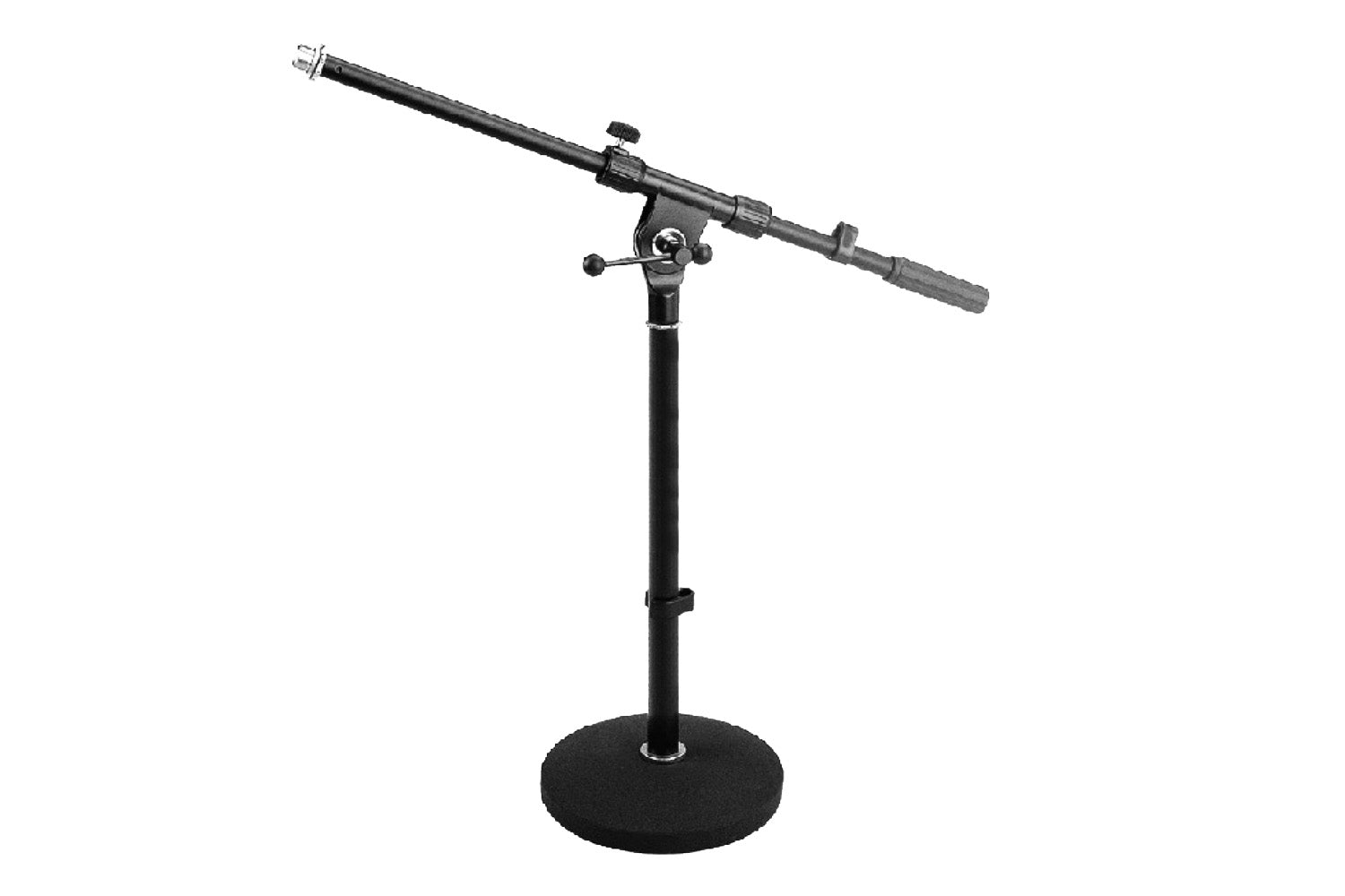 DD032B - Mini Round Base Floor Microphone Stand with telescopic boom