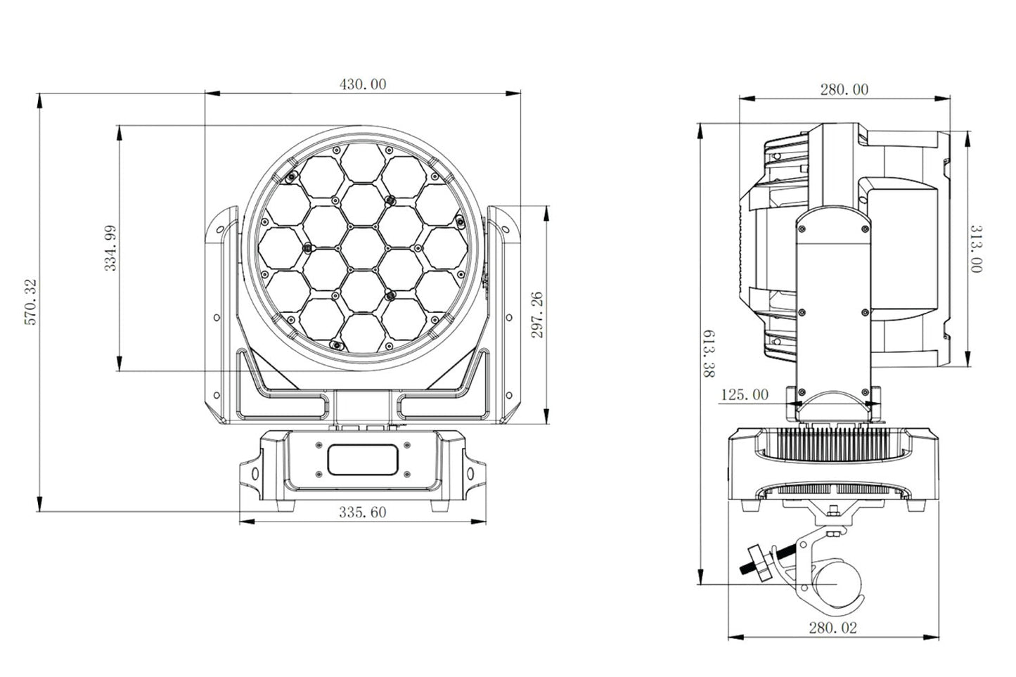 DELUGEM19X60WFX - IP65 Moving Head Zoom Wash with 19 x 60W RGBW + 76 x 0.5W RGB LEDs