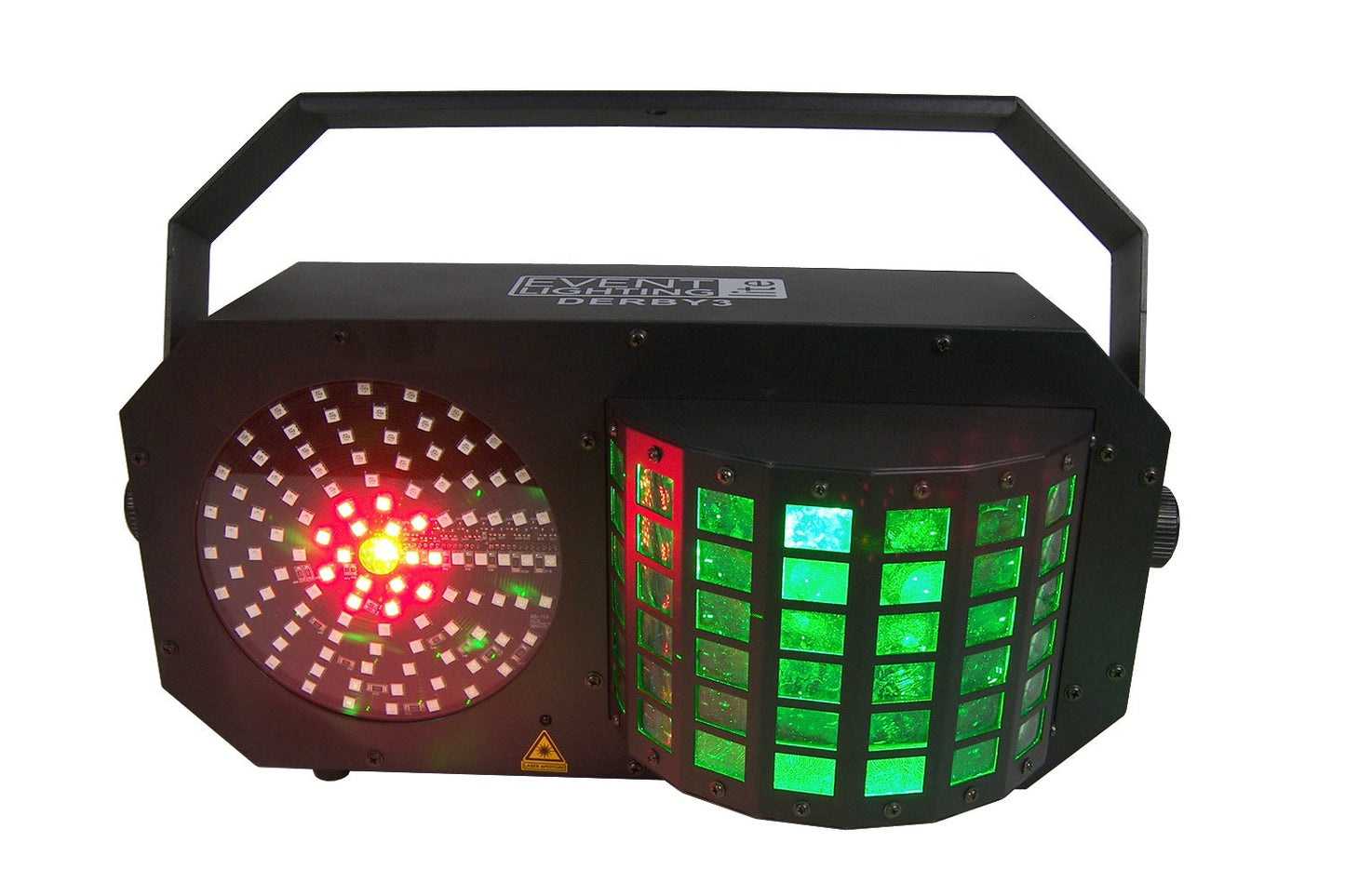 DERBY3 - 3-in-1 Lighting Effect: Derby, LED Strobe and flood light and RGB Laser