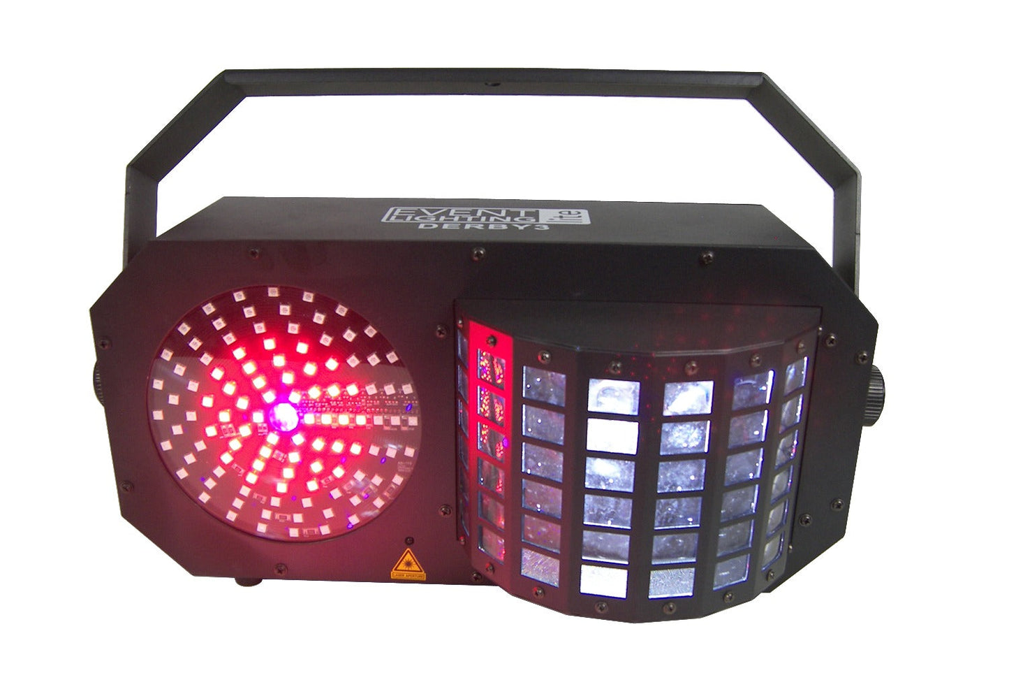 DERBY3 - 3-in-1 Lighting Effect: Derby, LED Strobe and flood light and RGB Laser