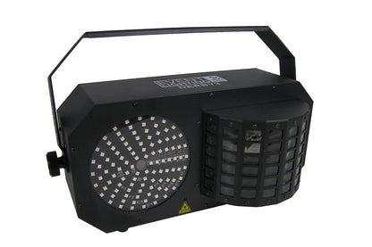 DERBY3 - 3-in-1 Lighting Effect: Derby, LED Strobe and flood light and RGB Laser