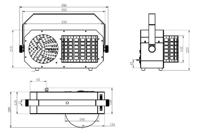 DERBY3 - 3-in-1 Lighting Effect: Derby, LED Strobe and flood light and RGB Laser