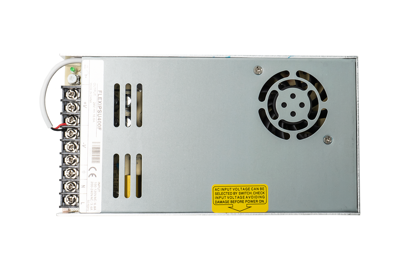 FLEXIPSU400F - power supply 400W, 24VDC output, Open frame style side view 