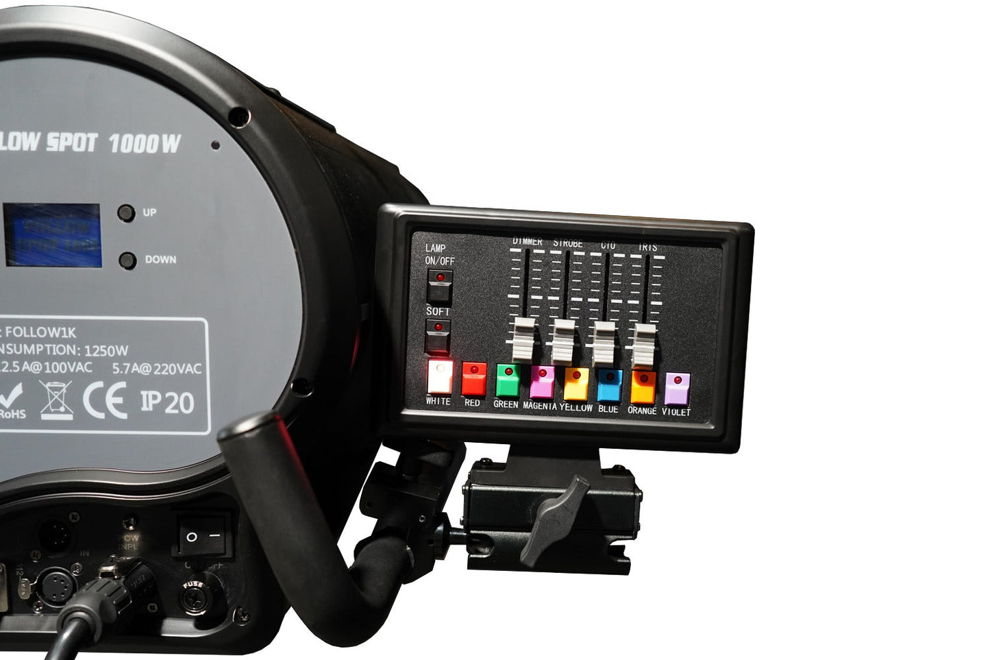 FOLLOW1K - 1000W LED Followspot with Stand and Road Case