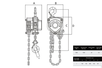 JDP-MAN1T8 - Manual Chain Hoist