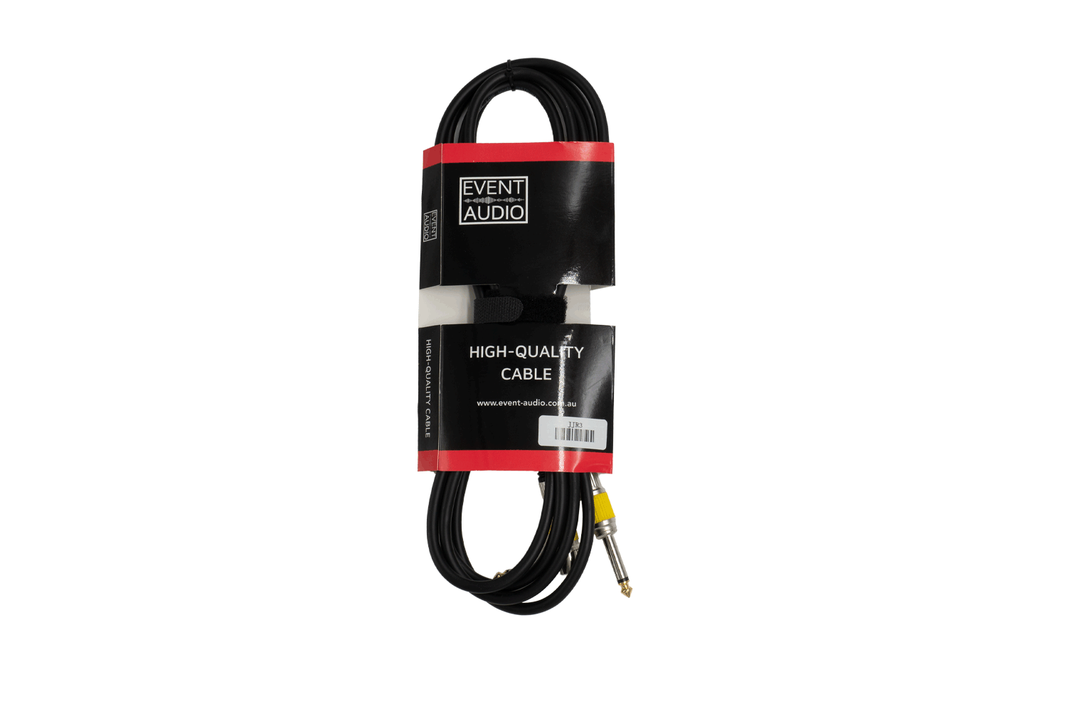 Event Audio JJR3 - 3m Jack TS Male to Jack TS Right Angle Male Signal Lead - Yellow Ring packaged product 