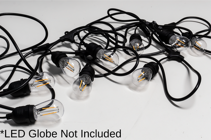 Event Lighting FES10 - Black Festoon String 10m front view