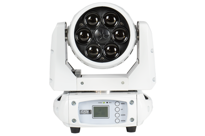 Event Lighting Lite LM6X15W 6x 15W LED RGBW Zoom Wash Moving Head (White Chassis)  front off  view