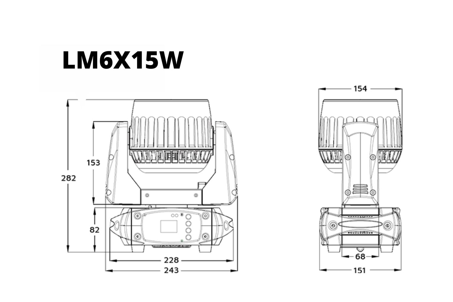 Event Lighting Lite LM6X15W 6x 15W LED RGBW line drawing