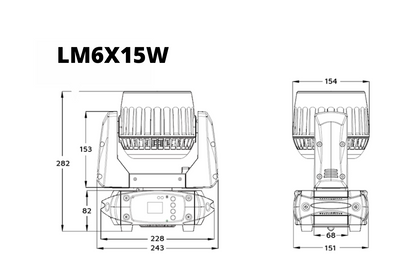 Event Lighting Lite LM6X15W 6x 15W LED RGBW line drawing