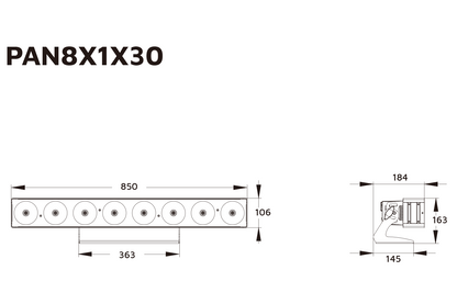 Event Lighting PAN8X1X30 line drawing