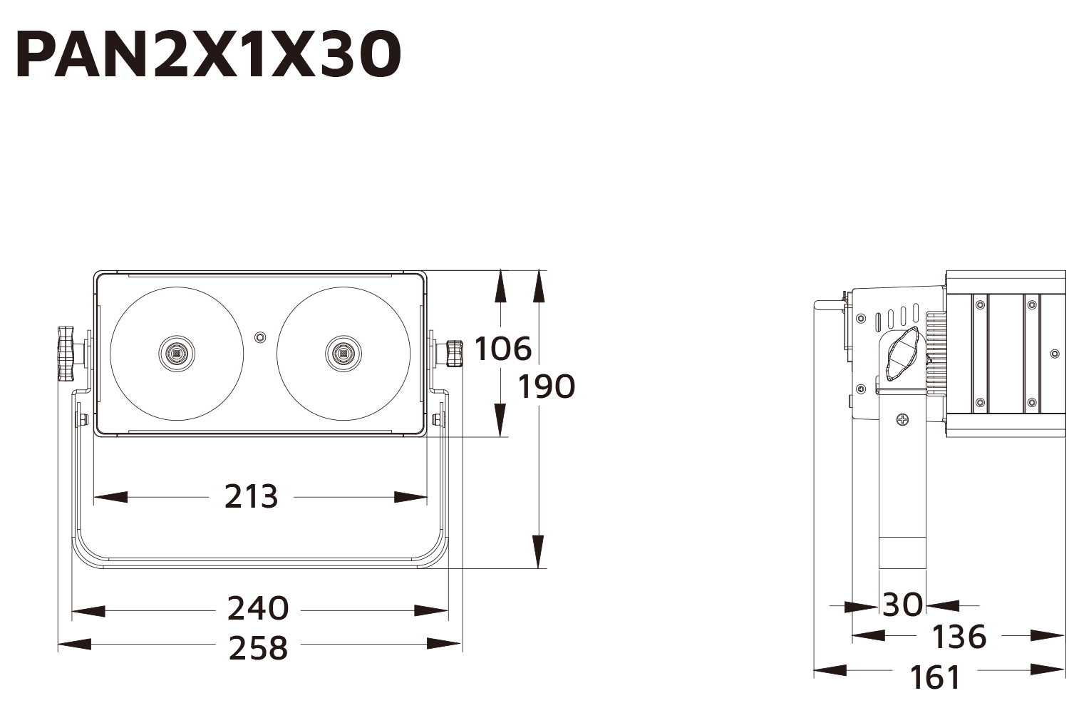 Event Lighting PAN2X1X30W Panel line drawing