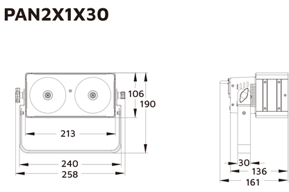 Event Lighting PAN2X1X30W Panel line drawing