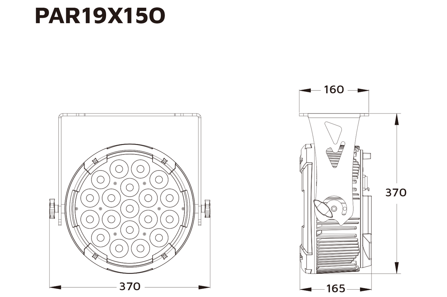 Event Lighting PAR19X15O outdoor parcan line drawing