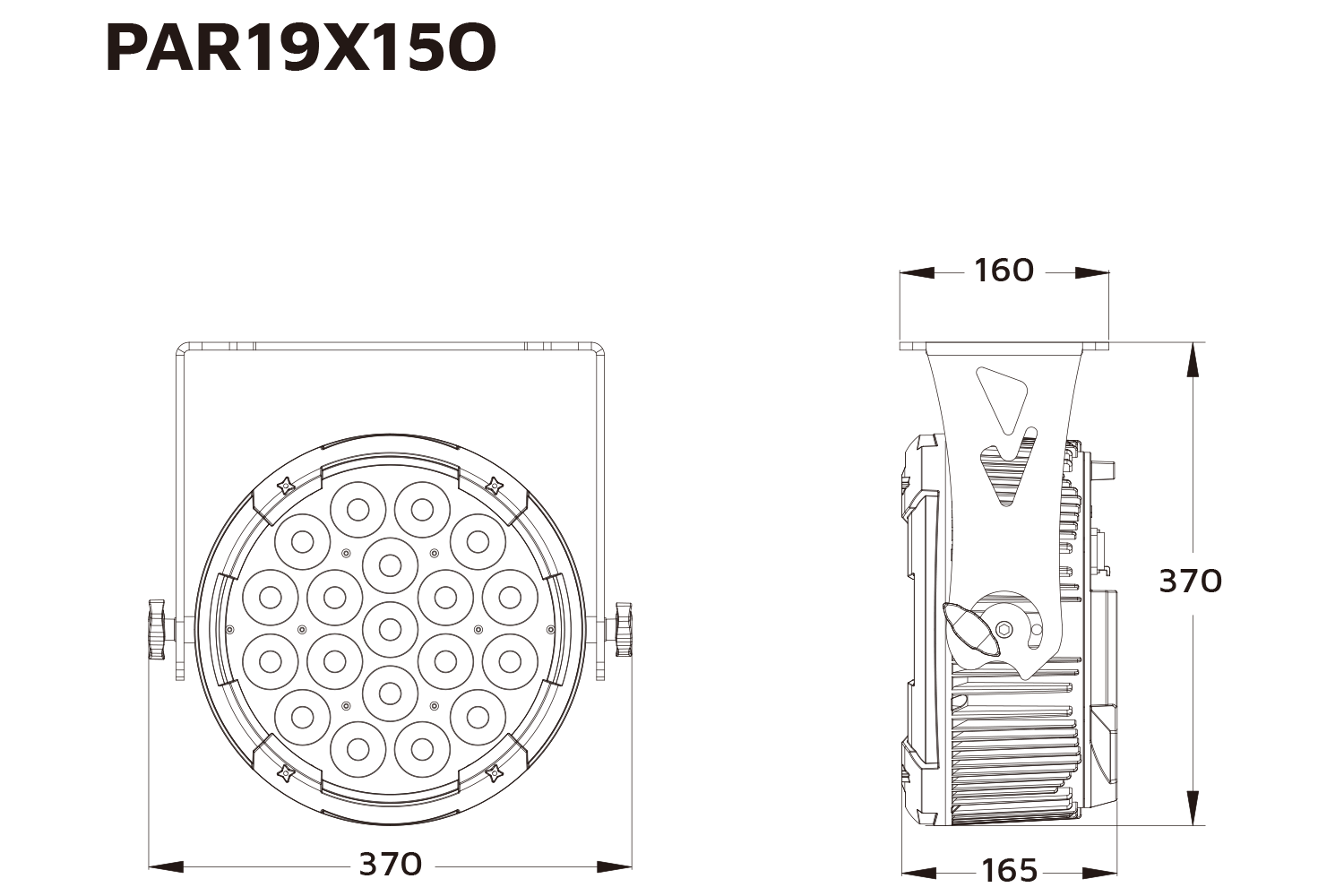Event Lighting PAR19X15O outdoor parcan line drawing