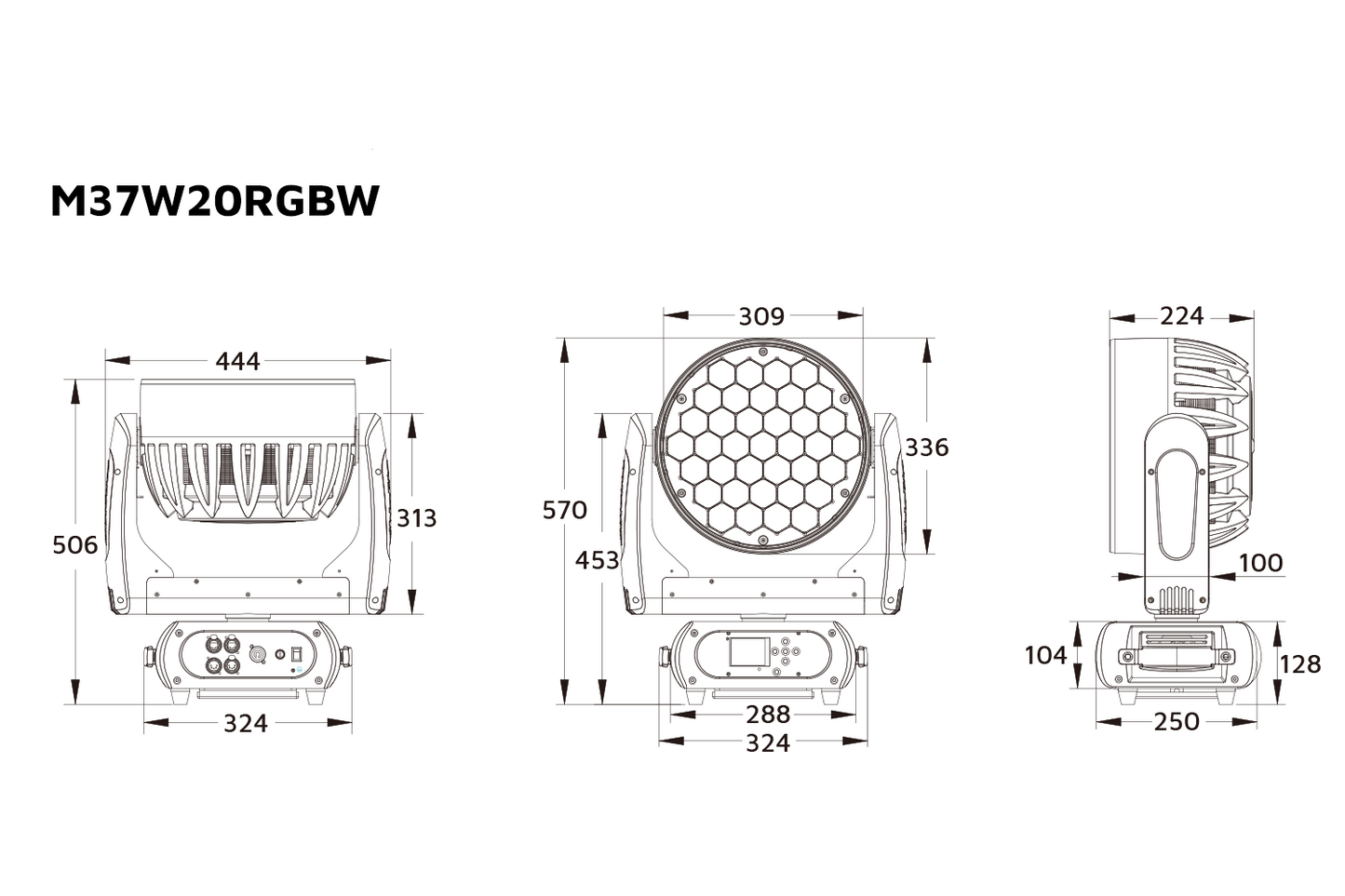 M37W20RGBW - 37 x 20 W RGBW Wash Zoom Moving Head with Pixel Control
