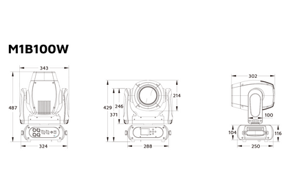 Event Lighting M1B100W Beam Moving Head Line Drawing