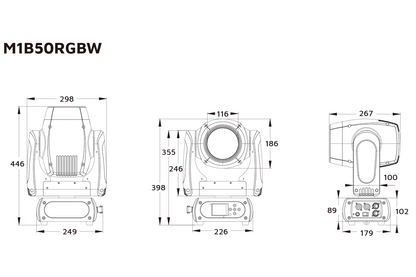 Event Lighting Beam moving headEvent Lighting M1B50RGB beam moving head line drawing