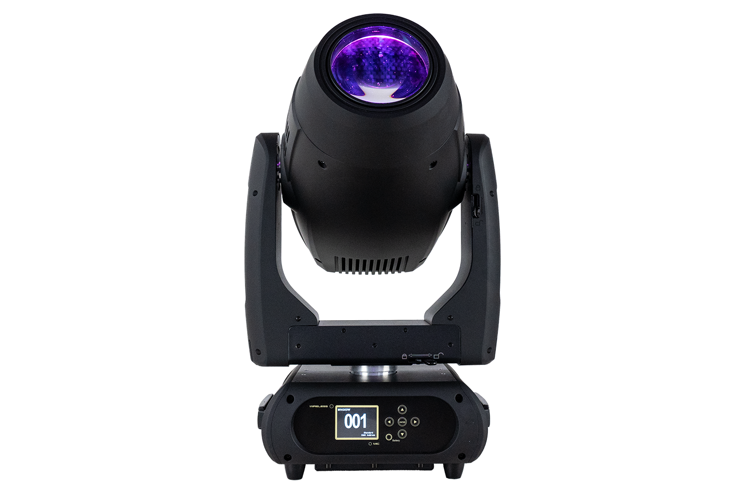 Event Lighting M1H300W hybrid moving head, front, purple