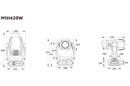 Event Lighting M1H420W hybrid moving head line drawing