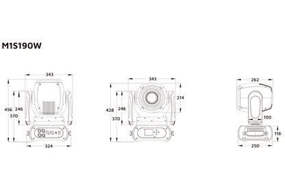 Event Lighting M1S190W spot moving head line drawing