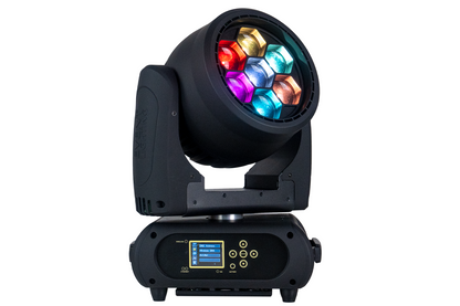 Event Lighting M7W40RGBW wash moving head, front, multi colour
