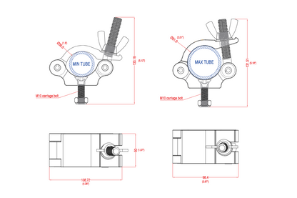 CLAMPP50WS  - Aluminium Pipe Clamp (Suits 38-51mm) - Silver