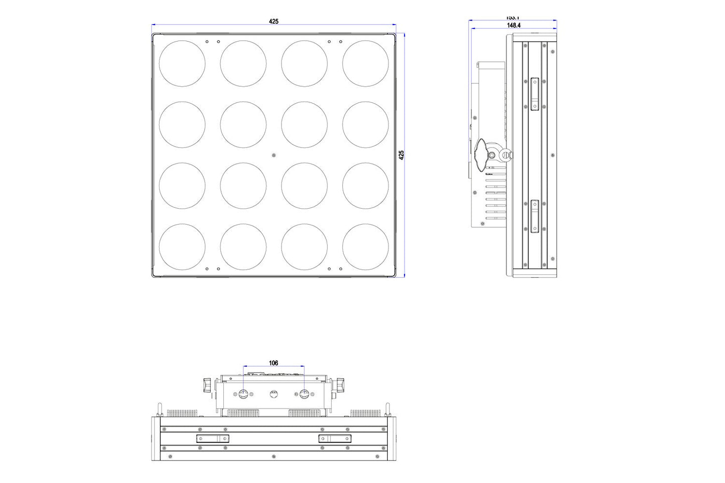 PANX44 - 4x4 40W COB RGB+CW+WW Pixel Control Panel