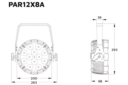 Event Lighting PAR12X8A parcan line drawing
