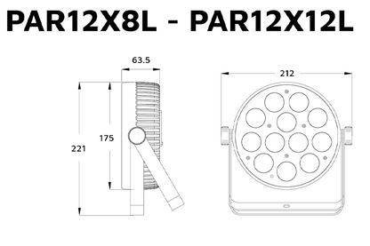 Event Lighting Lite Parcan PAR12X12L Line Drawing